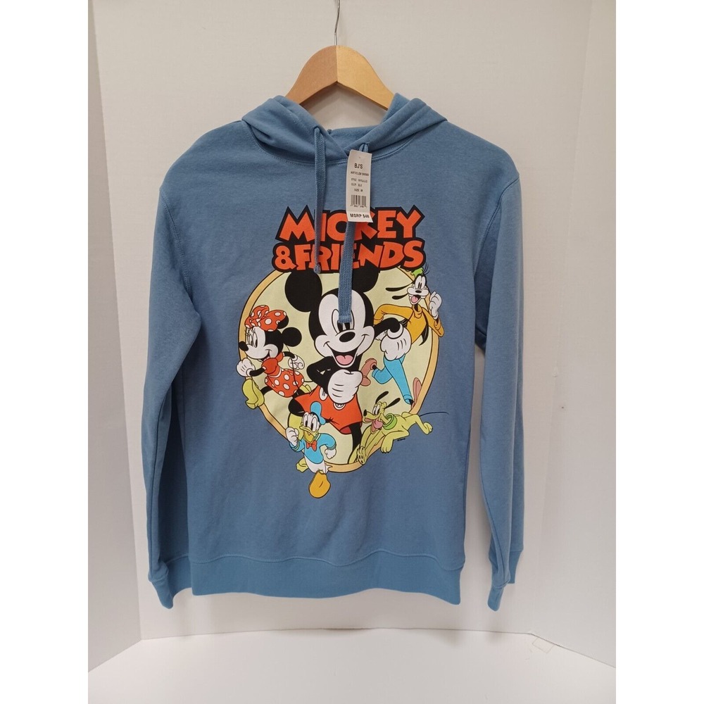 NWT Mickey Mouse & Friends Blue Med Hoodie Unisex Minnie Mouse Daffy Duck Disney